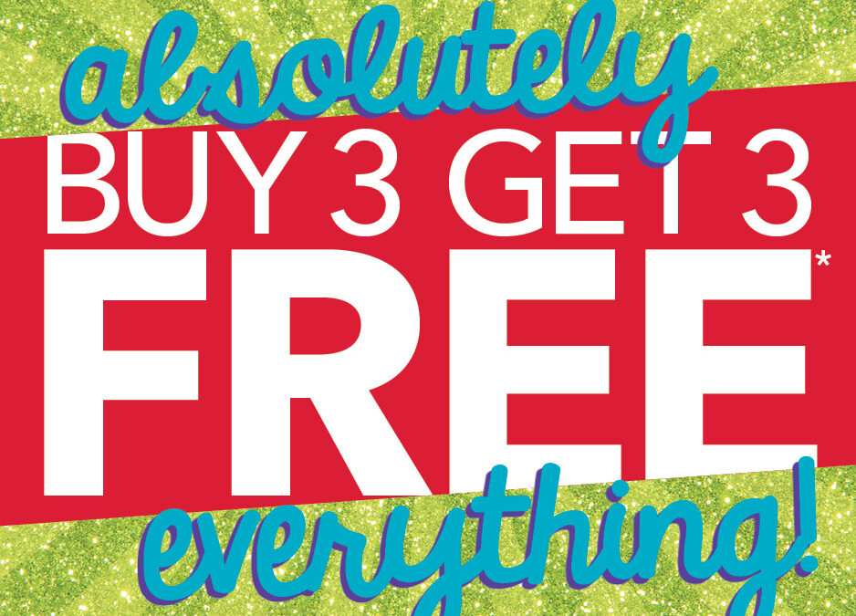 BUY 3 GET 3 FREE AT CLAIRE’S!